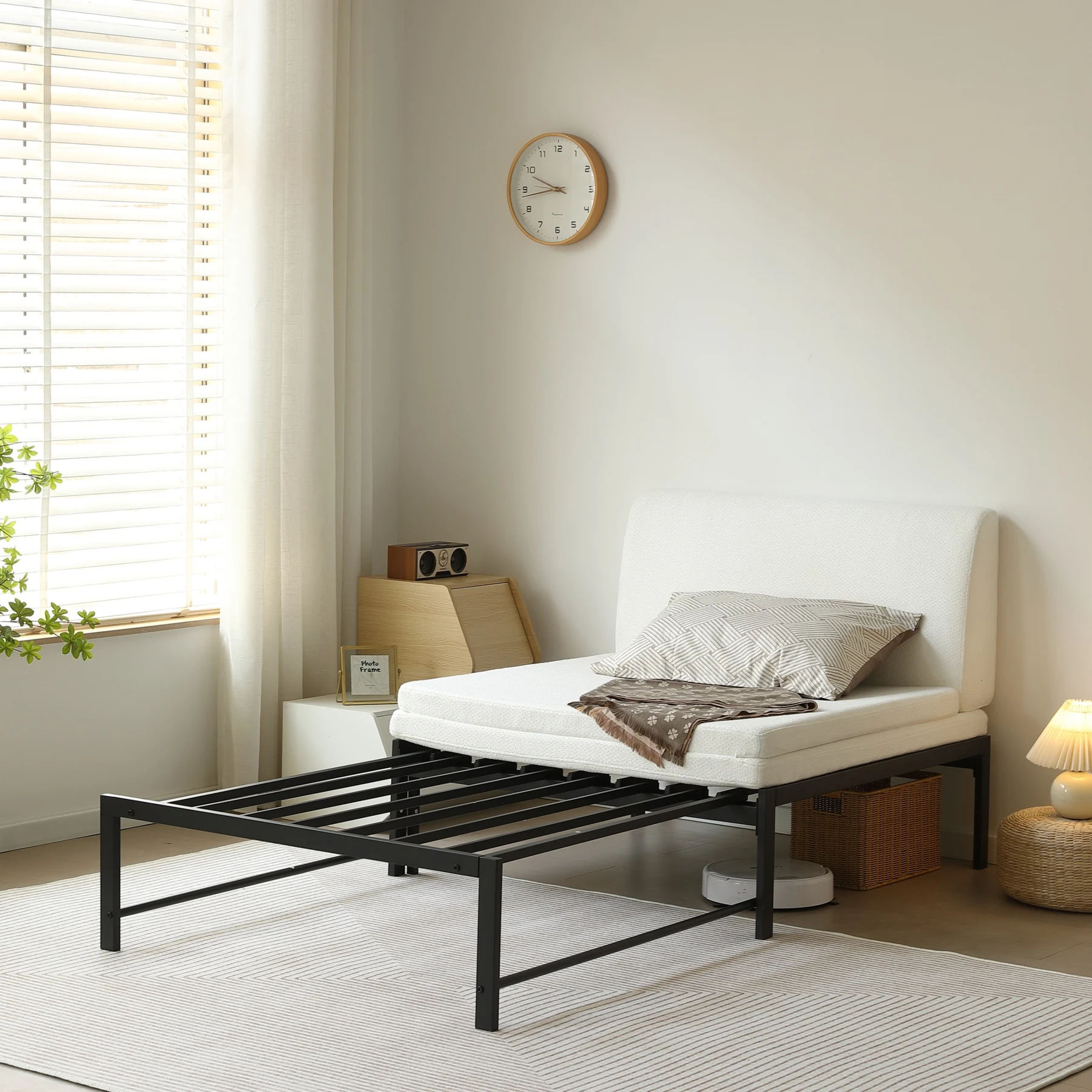 ディベッド ソファベッド シングル パイプベッド 伸長式ベッド ベッドフレーム 伸縮 下収納 おしゃれ 2way アイアン 来客用 リビング