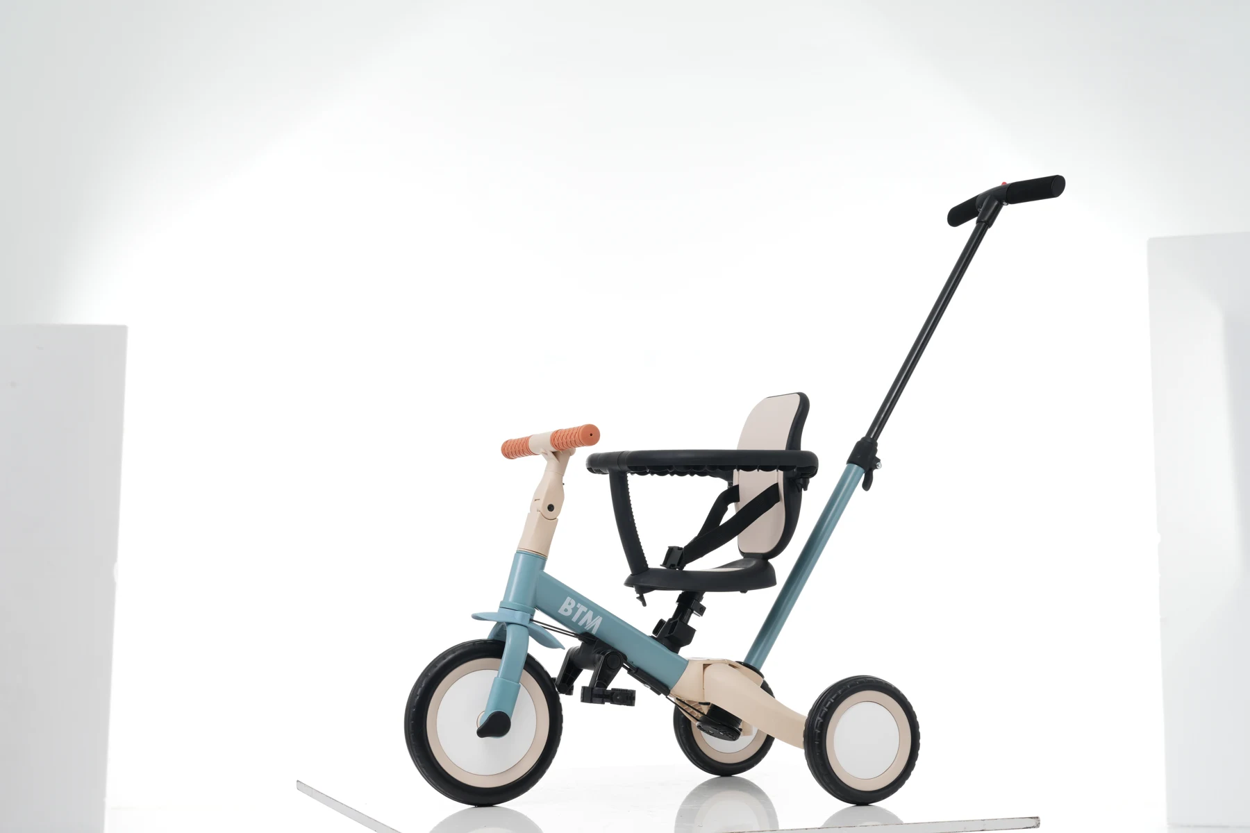 【ブルー】子供用三輪車 5in1 自転車 オリジナル 押し棒付き 安全バー付き サンシェード付き