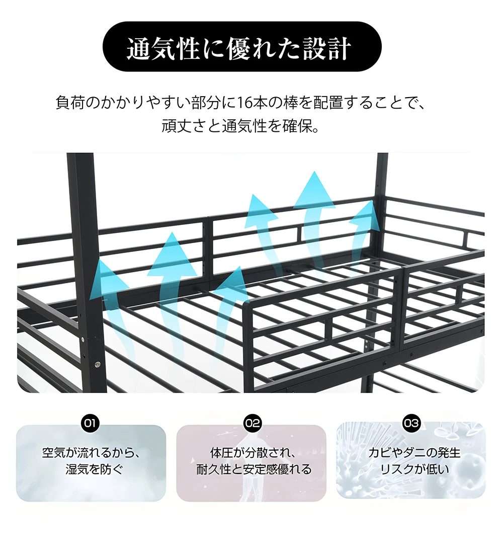 三段ベッド 子供 パイプ 三段ベッド 大人用 シングル ベッド パイプベッド 3段ベッド 分離可能 パイプベッド スチールベッド 二段ベッド 新作 コンパクト 省スペース 寮 ブラック
