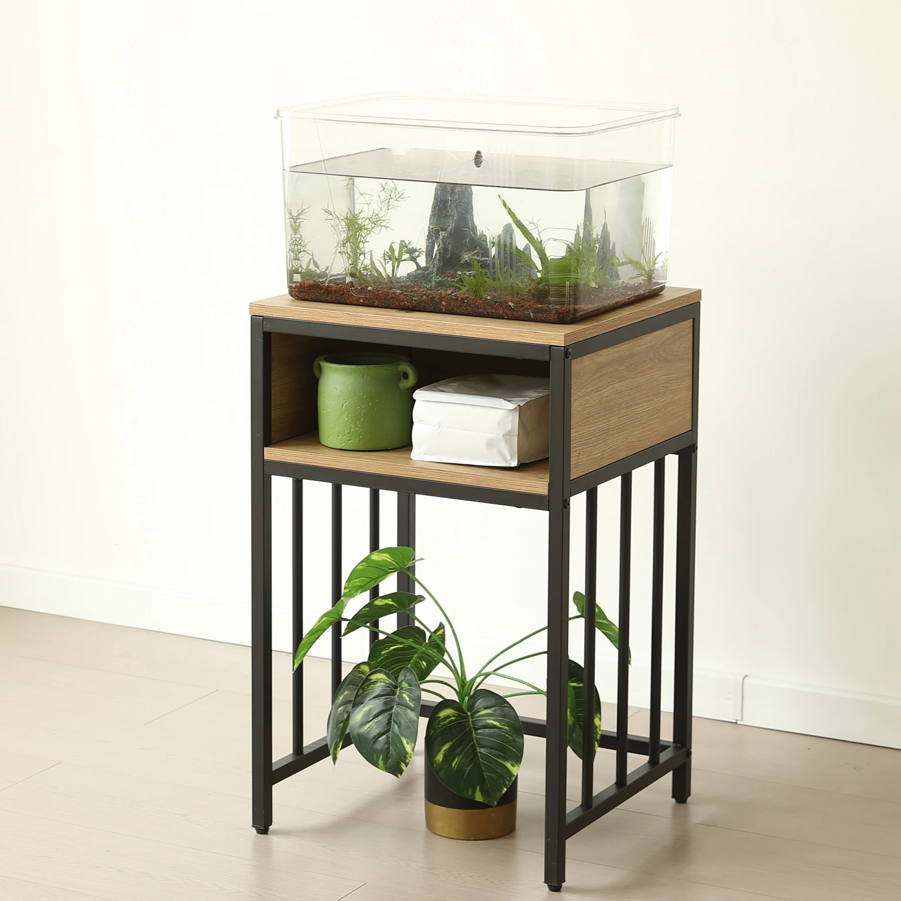 水槽台 水槽スタンド 45cm*40cm 耐荷重100kg 収納棚 二段 幅45cm スチール 頑丈 アジャスター付 水槽 ラック 収納棚 木製 飼う 2段 収納ラック