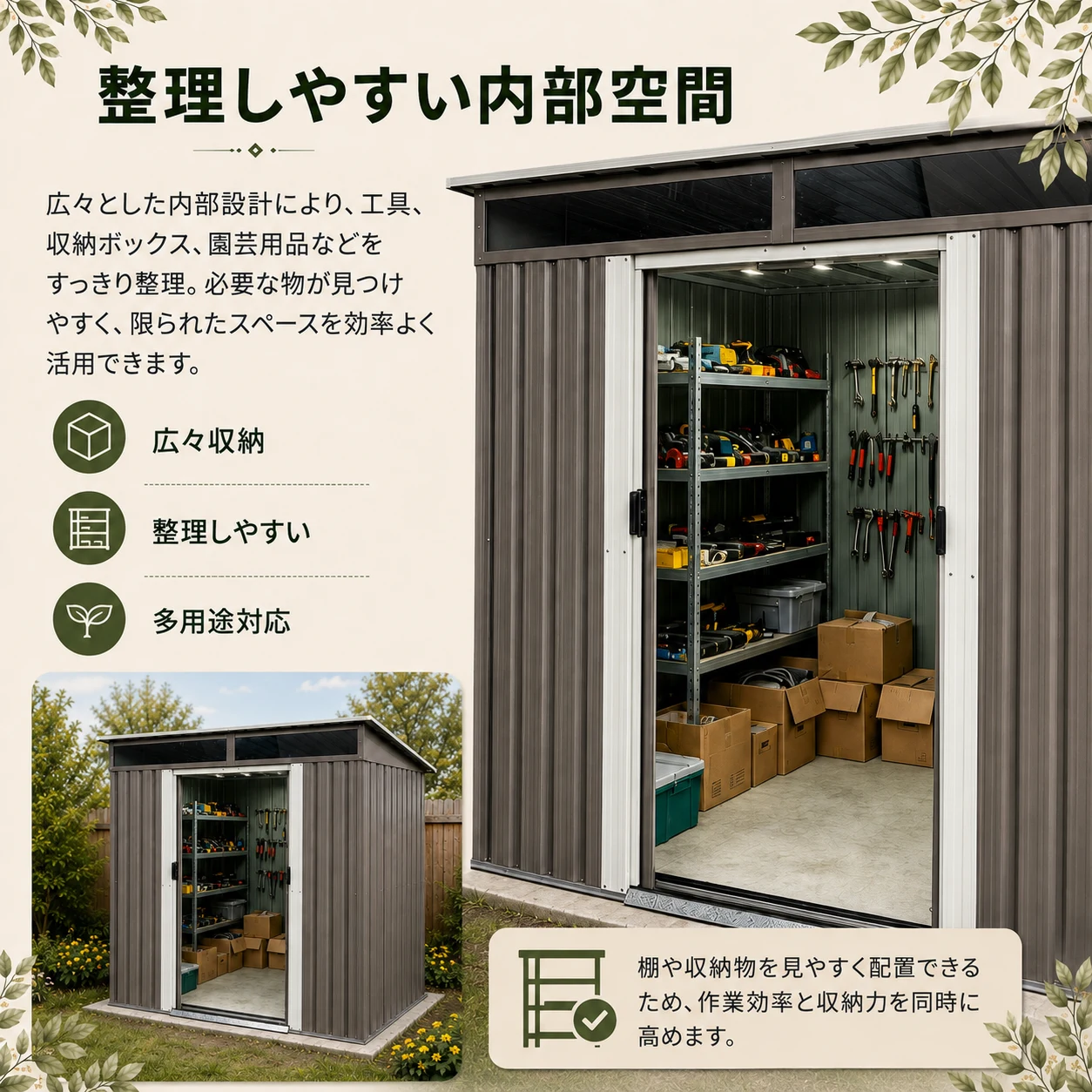 物置 屋外 戸外収納庫 スチール 幅195*奥行き150*高180 引き戸両開きタイプ 換気口付き 防さび ベランダ 防水 ガーデニング 庭