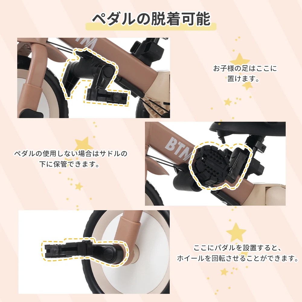 【ブルー】子供用三輪車 5in1 自転車 オリジナル 押し棒付き 安全バー付き サンシェード付き