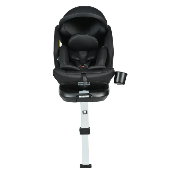 【サポートレッグ】チャイルドシート 新生児 ISOFIX 0歳~12歳 360度回転式 40~150cm ジュニアシート 調節可能 洗える キャノピー付き ベビーシート ドリンクホルダー付き 出産祝い 車【ブラック】