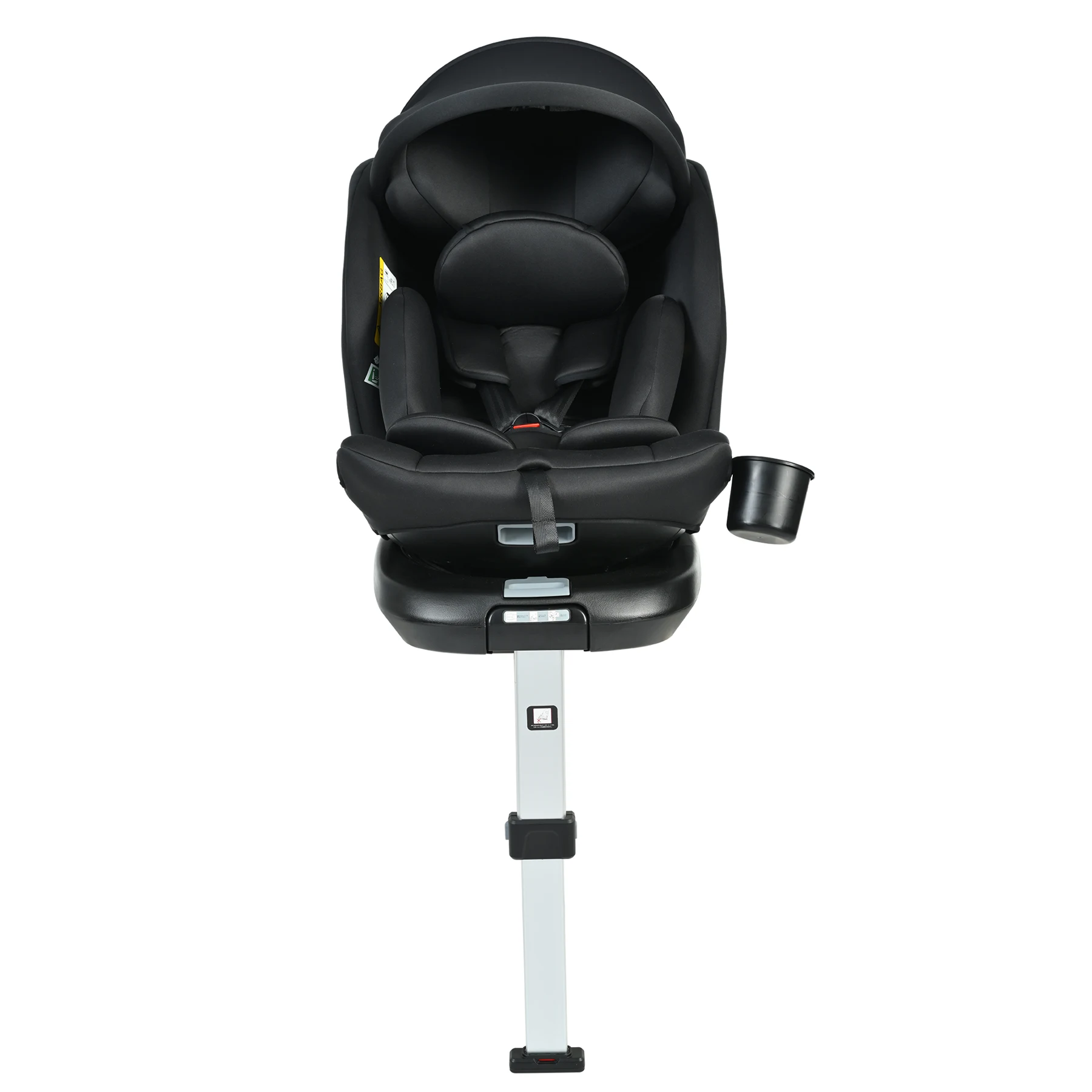 【サポートレッグ】チャイルドシート 新生児 ISOFIX 0歳~12歳 360度回転式 40~150cm ジュニアシート 調節可能 洗える キャノピー付き ベビーシート ドリンクホルダー付き 出産祝い 車【ブラック】