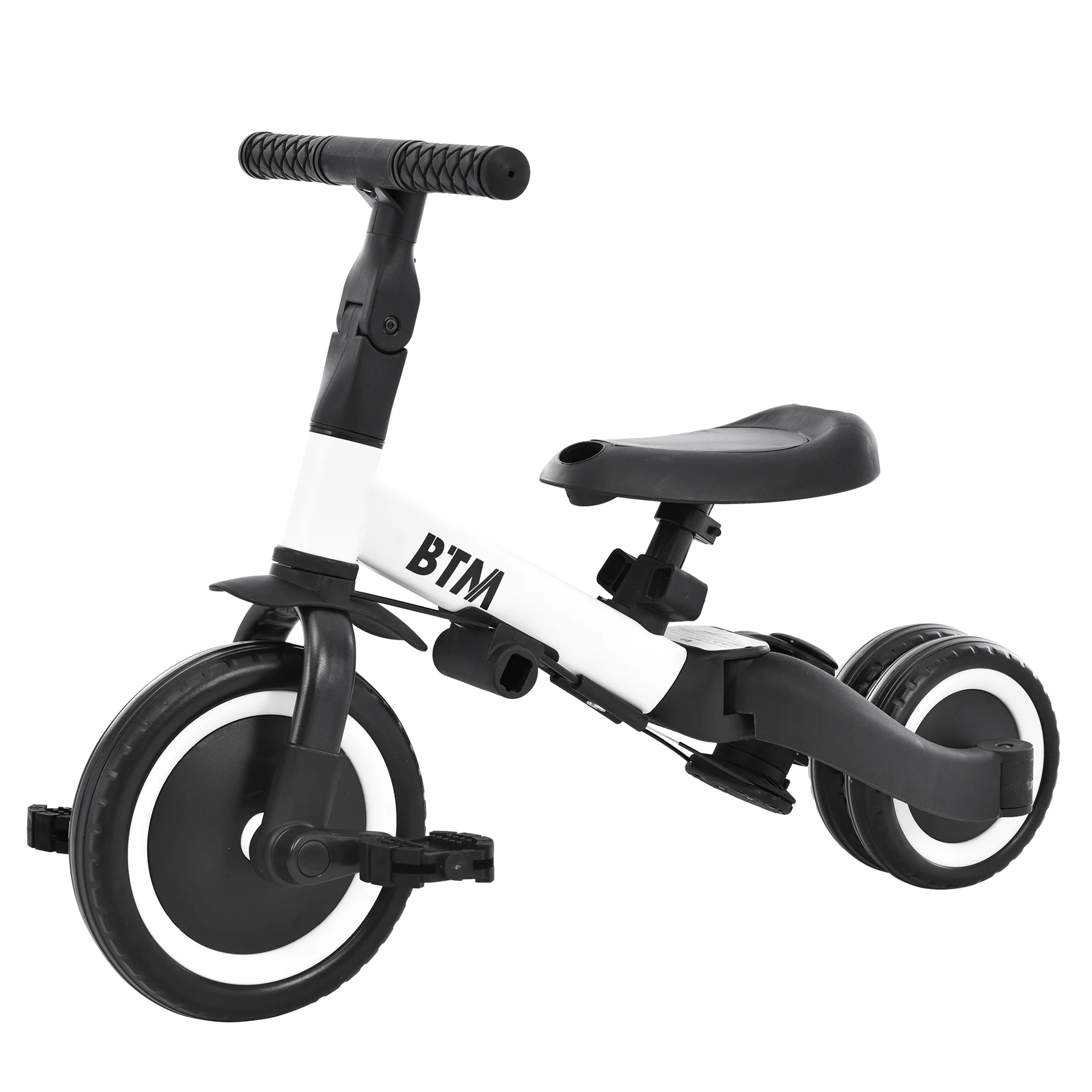 子供用三輪車 5in1(ホワイト) 自転車 オリジナル 押し棒付き 安全バー付き キックボード