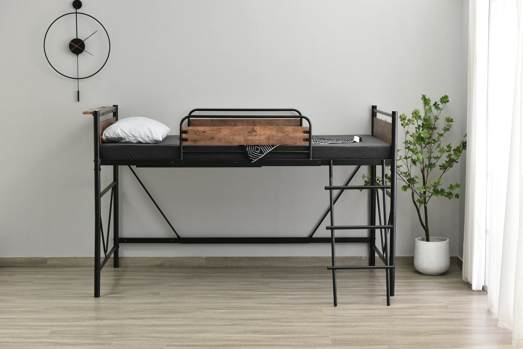 ロフトベッド パイプベッド シングル 耐荷重150kg 高さ125cm システムベッド ロータイプ ミドルタイプ 収納 北欧風 大人 一人暮らし ハンガーポール4本付属 送料無料 スチール 耐震 ベッド 子供部屋