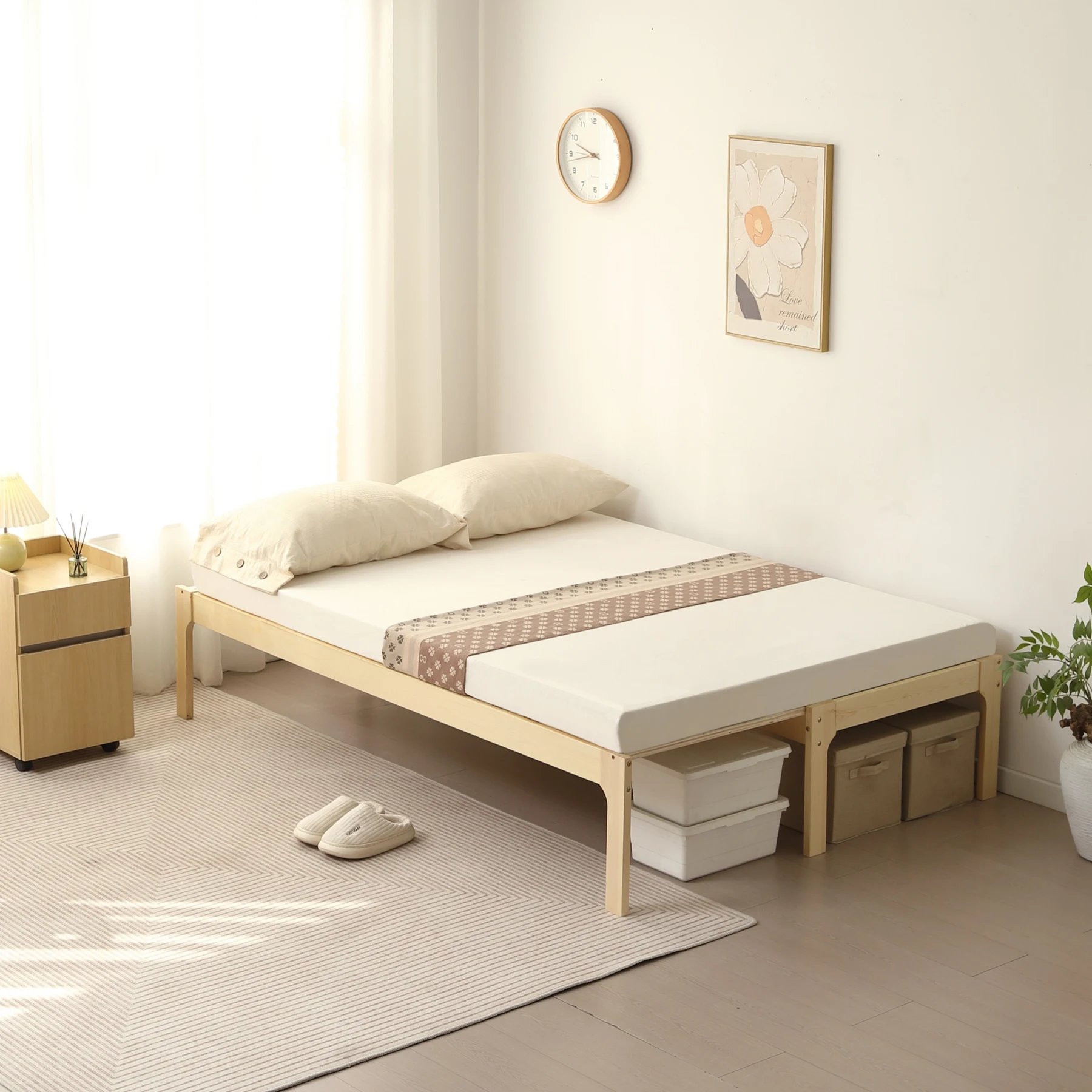 【幅140cm】ソファベッド ディベッド 木製 伸長式ベッド ダブル D 2way パイン材 フレームのみ すのこ シングル セミシングル セミダブル SS~D