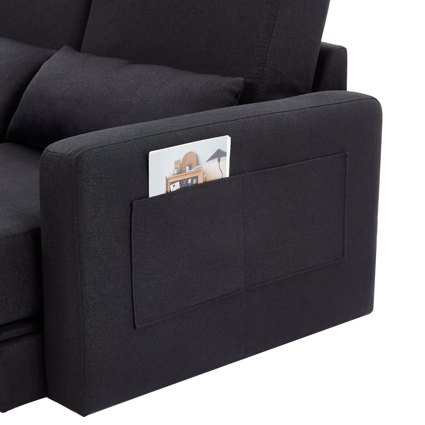 2 seater sofa ソファ 2人掛け 収納付き ファブリック 両側に肘掛け付き 木脚外し可能 ローソファ コンパクト ひとり暮らし カウチソファー