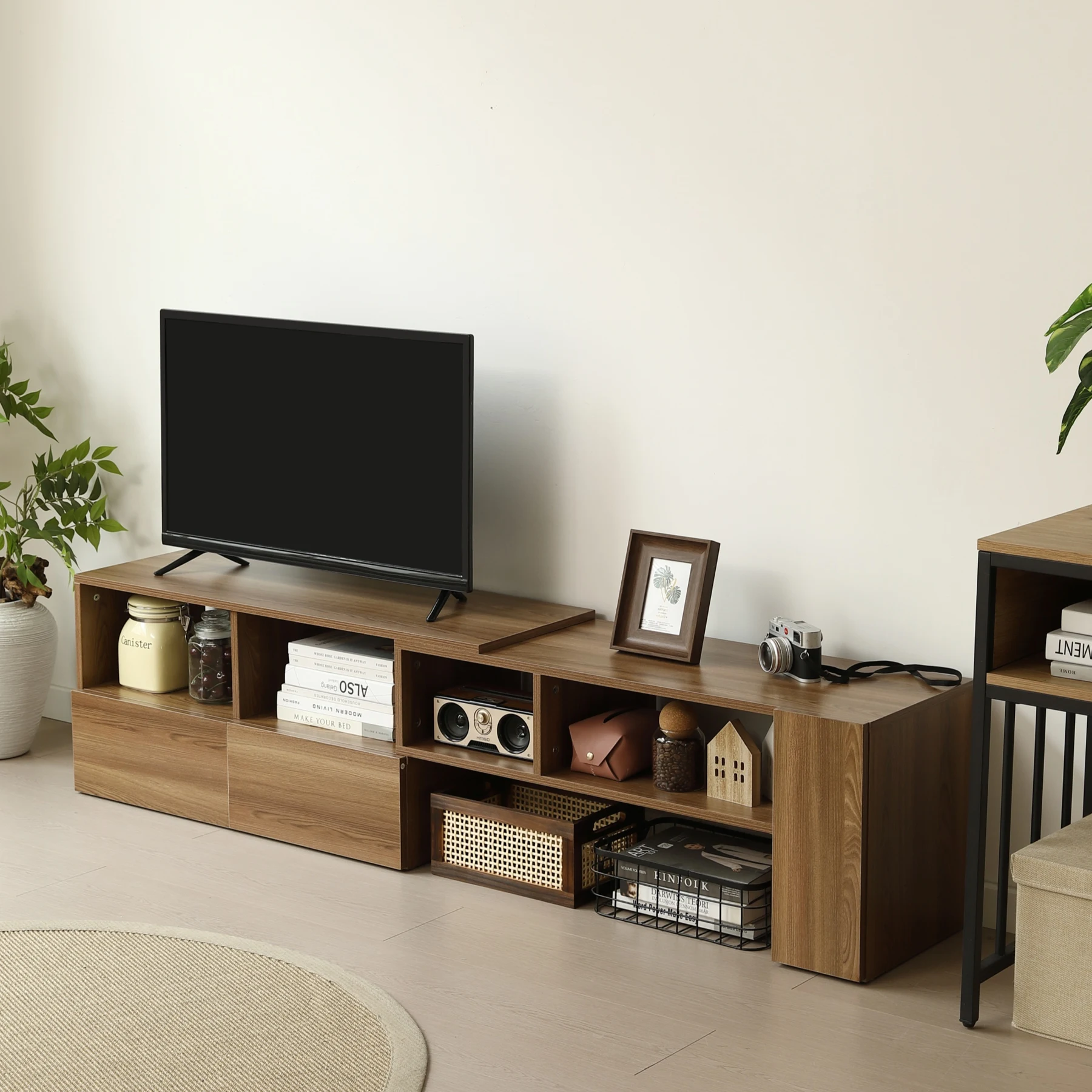 テレビ台 ローボード 収納 伸縮自由 幅95~169cm テレビボード テレビラック リビングボード おしゃれ 北欧 L字収納 TV台L字 TVボード コーナー収納ロータイプ 棚 シンプル スリム 大容量