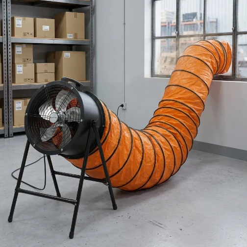 【12インチ】送風機 排気シャフトホース付き 風量3000m³/h 羽根径 300mm ダクトファン 業務用 小型 強力 工場扇 工業扇 工業用扇風機 業務用扇風機 換気 風通し 工業扇風機 工場用扇風機 送風機 強力 強風 パワフル 床置き 倉庫 新作