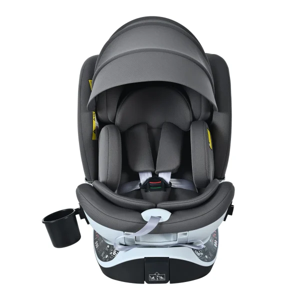 【サポートレッグ】【片手で回転】 新安全基準R129適合 チャイルドシート ISOFIX 360度回転 0-12歳頃 40~150cm キャノピー付き ジュニアシート 長く使える 洗える 取付簡単 キッズシート ベビーシート 出産祝い【グレー】
