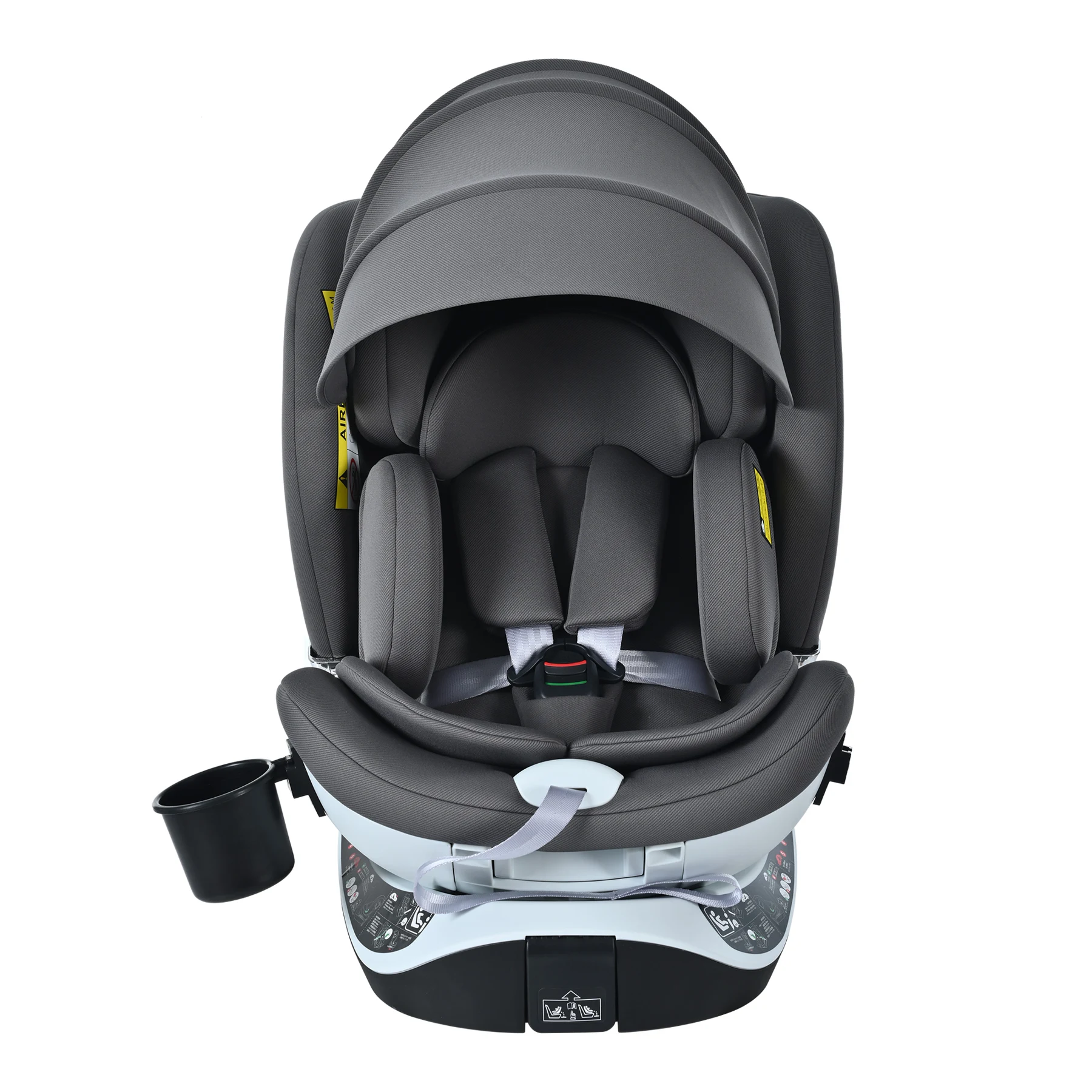 【サポートレッグ】【片手で回転】 新安全基準R129適合 チャイルドシート ISOFIX 360度回転 0-12歳頃 40~150cm キャノピー付き ジュニアシート 長く使える 洗える 取付簡単 キッズシート ベビーシート 出産祝い【グレー】