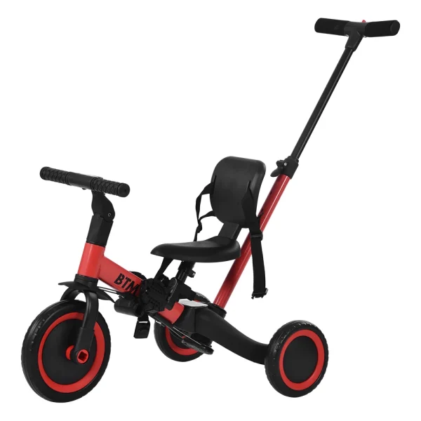 子供用三輪車 ピンク 4in1 三輪車のりもの 押し棒付き 自転車 おもちゃ 乗用玩具