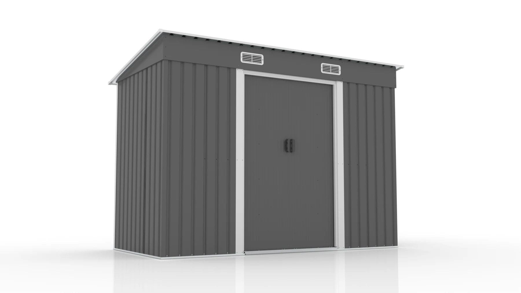 【TYPE C グレー】物置 屋外 大型 倉庫 大型物置 戸外収納庫 物置 防水/耐侯 収納可能 ガーデン/庭/田畑/農場 頑丈 大容量 スチール 引き戸 補強フレーム付き 換気口付き 床なし