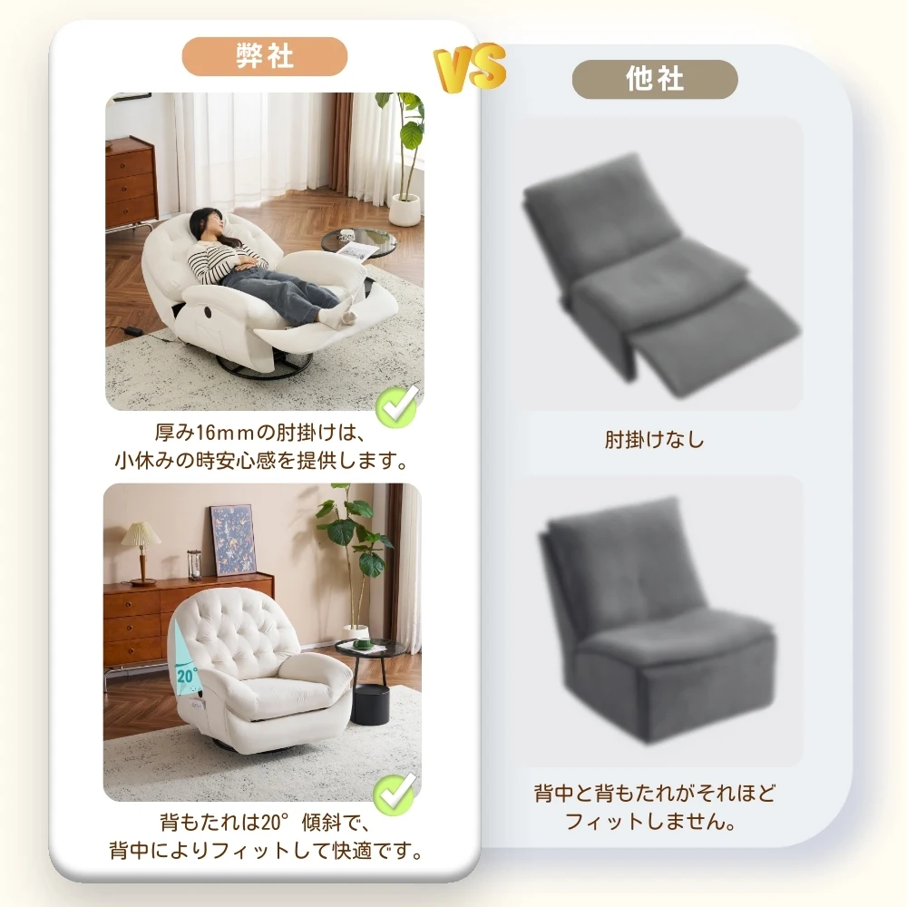 電動1人掛けソファー リクライニングチェア ゲーミングチェア リクライニングソファ 電動ソファ ベルベット 貝殻のデザイン 360度回転式 背もたれ調節105-165度 簡単昇降ボタン 快適なリビング 一人暮らし 癒しの必需品