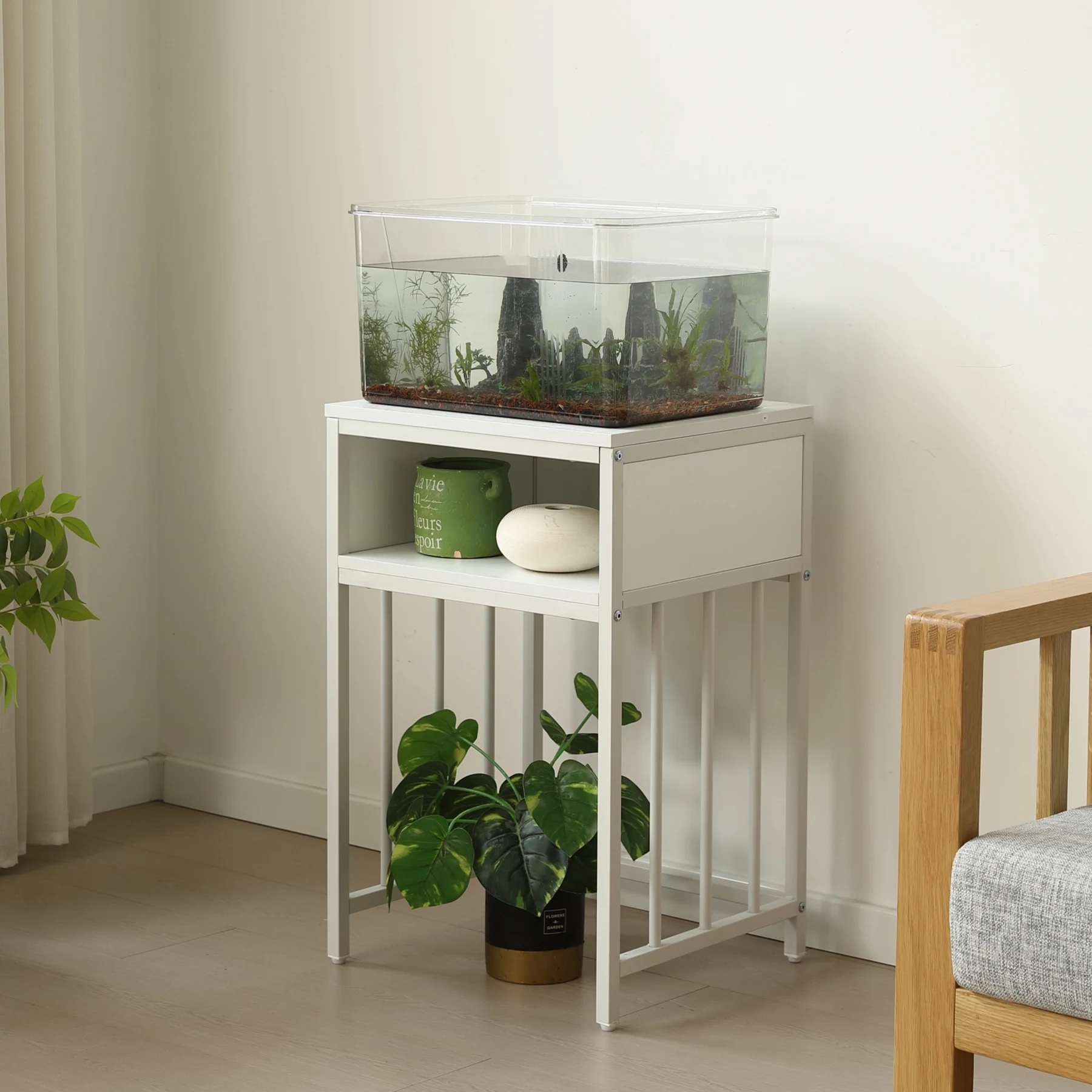 水槽台 水槽スタンド 45cm*40cm 耐荷重100kg 収納棚 二段 幅45cm スチール 頑丈 アジャスター付 水槽 ラック 収納棚 木製 飼う 2段 収納ラック