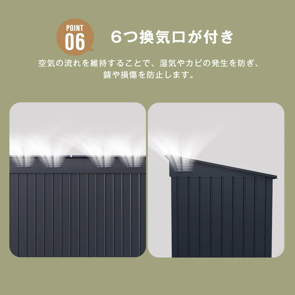 物置 屋外 大型 倉庫 大型物置 戸外収納庫 物置 防水/耐侯 収納可能 ガーデン/庭/田畑/農場 頑丈 大容量 スチール 両開きドア 換気口付き 床なし