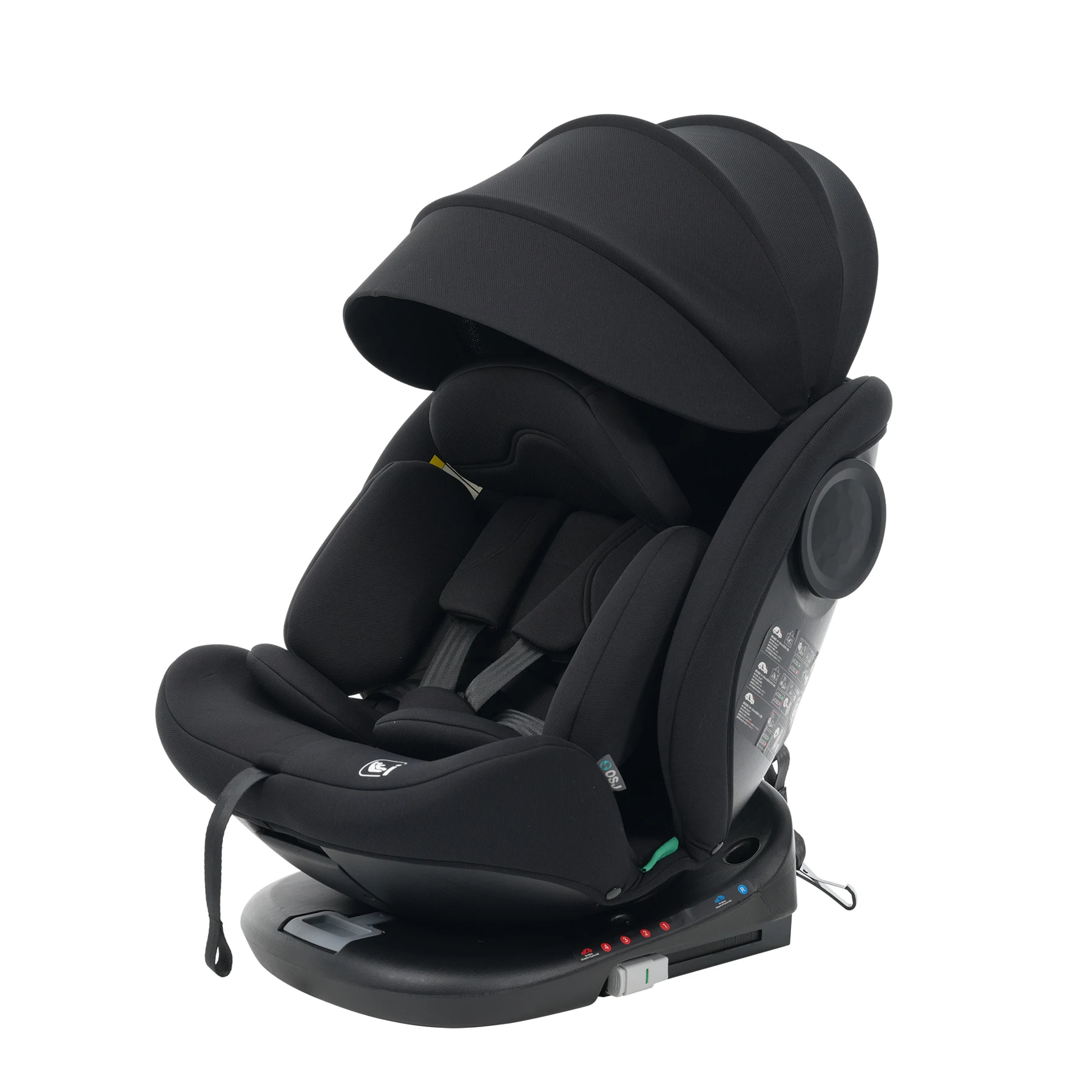 【キャノピー付きタイプ】【トップテザー】チャイルドシート 新生児 ISOFIX 新生児~12歳頃まで 40~150cm ジュニアシート 調節可能 洗える ベビーシート 出産祝い 車【ブラック】