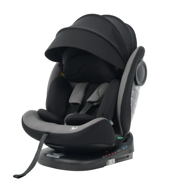 【キャノピー付きタイプ】【トップテザー】チャイルドシート 新生児 ISOFIX 新生児~12歳頃まで 40～150cm ジュニアシート 調節可能 洗える ベビーシート 出産祝い 車【ブラック+グレー】