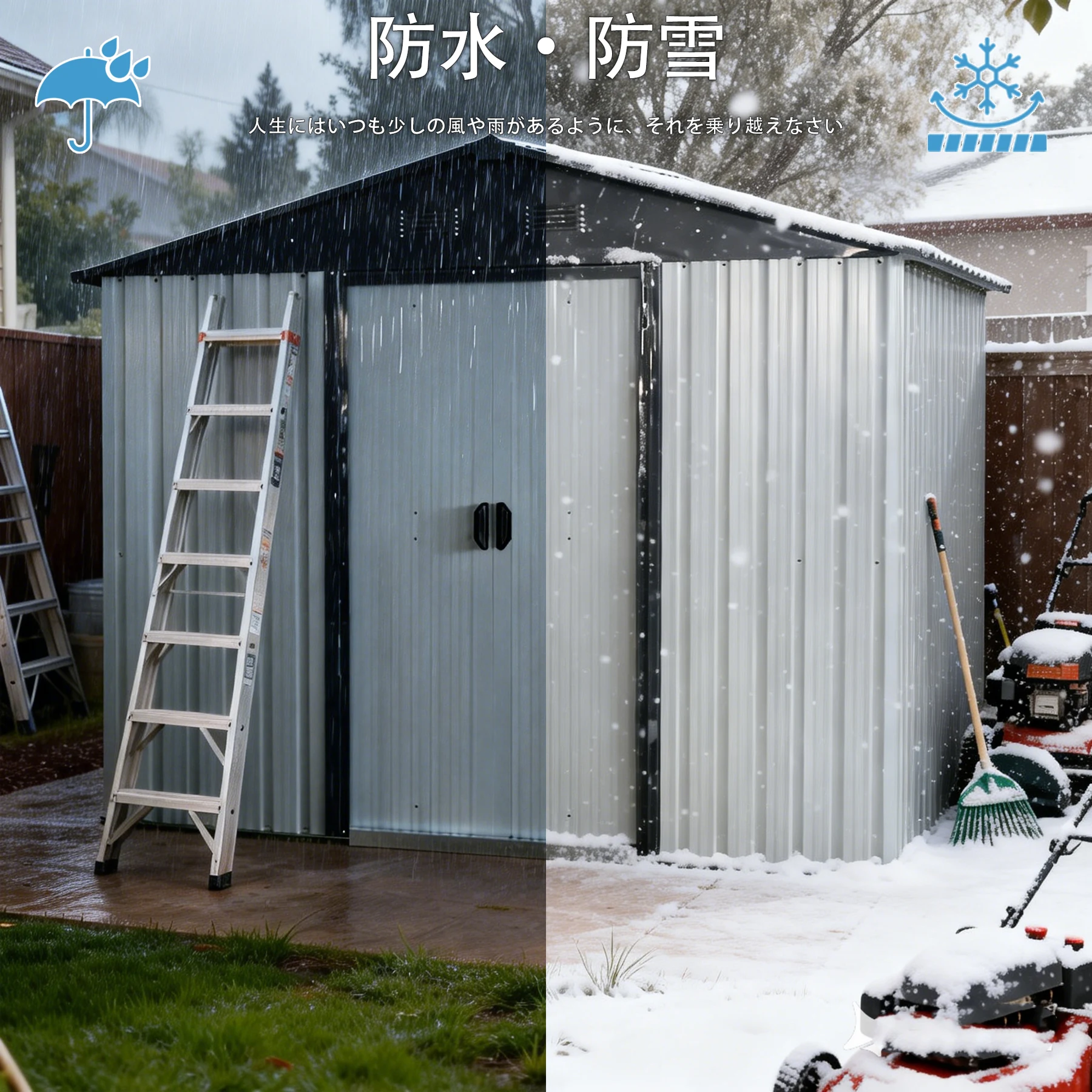 物置 屋外 戸外収納庫 スチール 幅236*奥行き119*高190 床材補強フレーム付 引き戸両開きタイプ 換気口付き 防さび ベランダ 防水 ガーデニング 庭