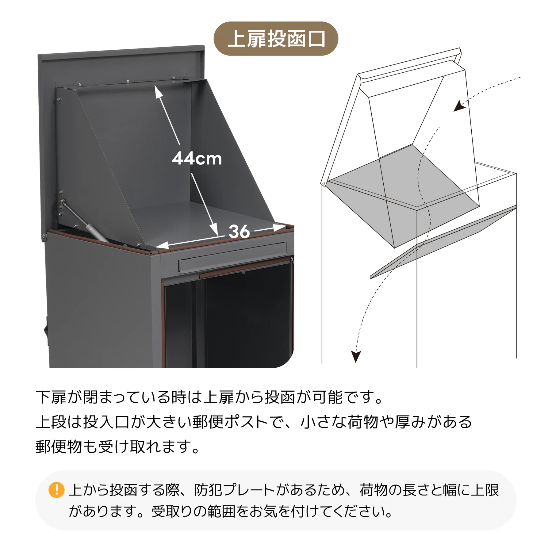 宅配ボックス 据置型 大容量 ポスト一体型 投函口3つ 複数投函 屋外 大型 戸建て 一戸建て用 おしゃれ マンション 防滴仕様 ポスト 配達ボックス 置き配 ボックス 置き配ボックス テレワーク 在宅勤務 【ブラック】