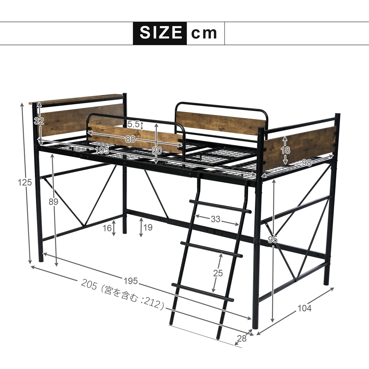 ロフトベッド パイプベッド シングル 耐荷重150kg 高さ125cm システムベッド ロータイプ ミドルタイプ 収納 北欧風 大人 一人暮らし ハンガーポール4本付属 送料無料 スチール 耐震 ベッド 子供部屋