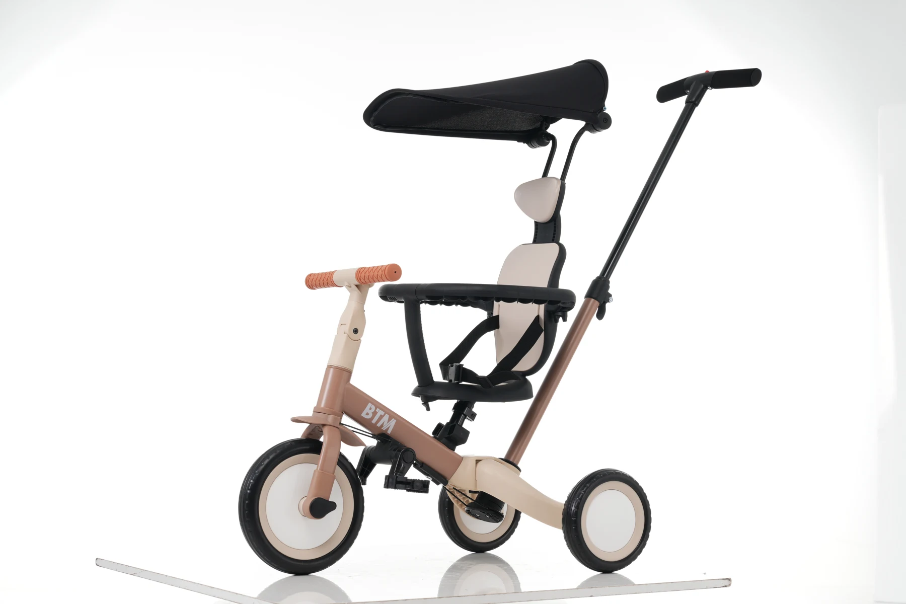 【ブルー】子供用三輪車 5in1 自転車 オリジナル 押し棒付き 安全バー付き サンシェード付き