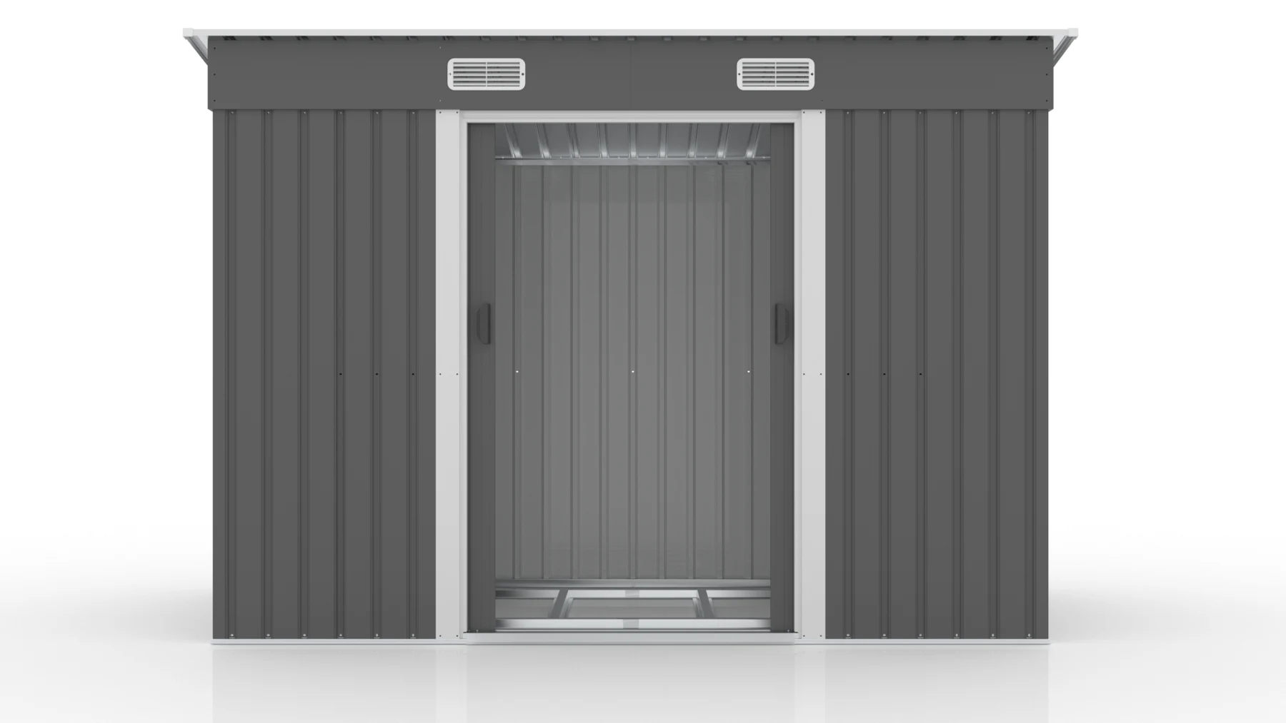 【TYPE C グレー】物置 屋外 大型 倉庫 大型物置 戸外収納庫 物置 防水/耐侯 収納可能 ガーデン/庭/田畑/農場 頑丈 大容量 スチール 引き戸 補強フレーム付き 換気口付き 床なし