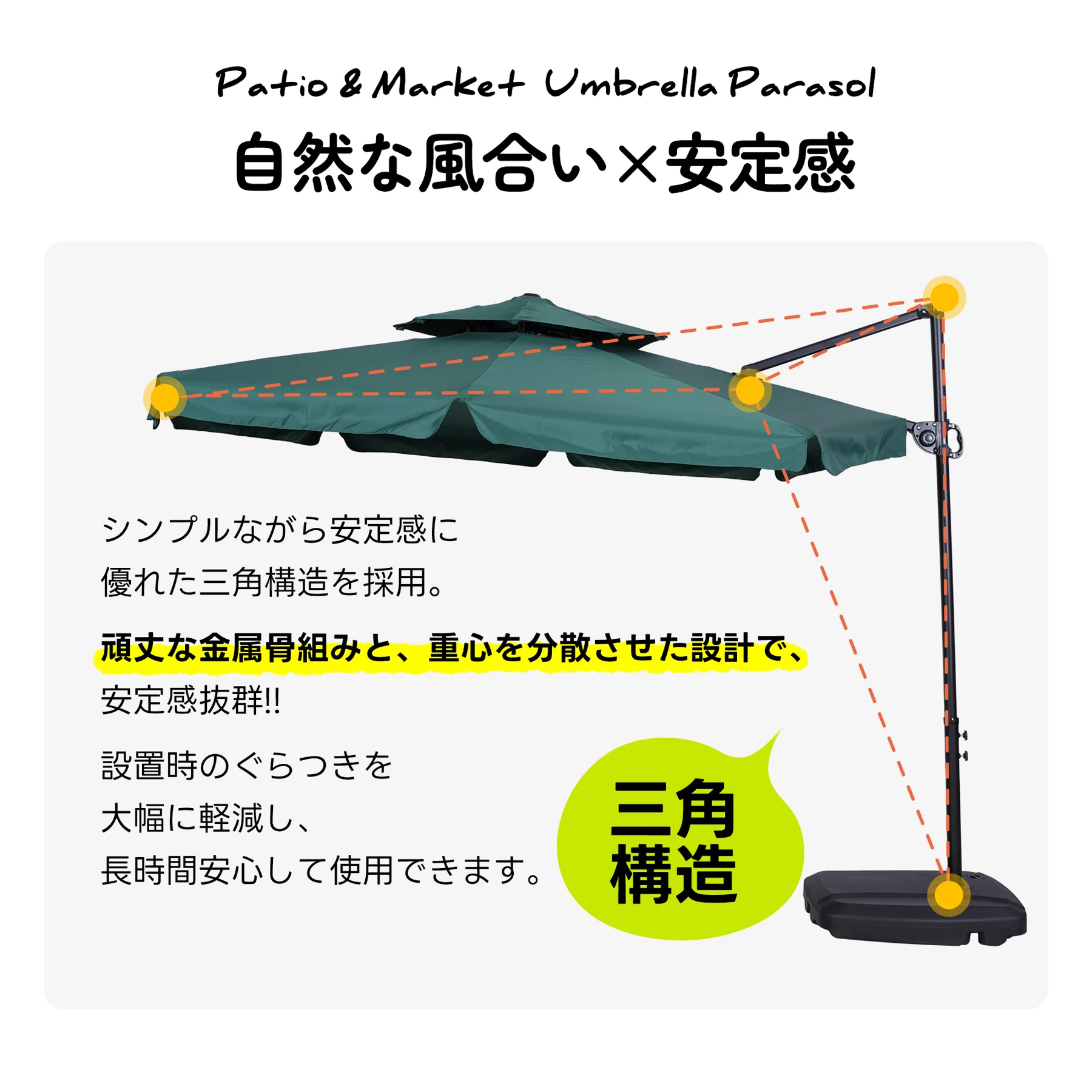 直径300cm 30+UPF紫外線 360度回転 対策角度調整 2層 専用ベース付き パラソル ガーデンパラソル 大型 ビーチパラソル ガーデニング 庭 キャンプ 日傘 家庭での使用 商業利用 海辺 プール 海の家【アイボリー】