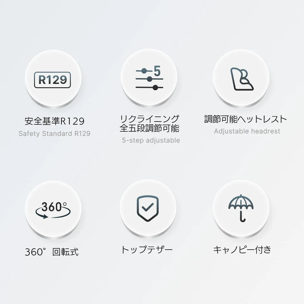 【ドリンクホルダー追加】【トップテザー】チャイルドシート 新生児 ISOFIX 0歳~12歳 360度回転式 40~150cm ジュニアシート 調節可能 洗える 超広いキャノピー付き ベビーシート 出産祝い 車【ブラック+ダークグレー】