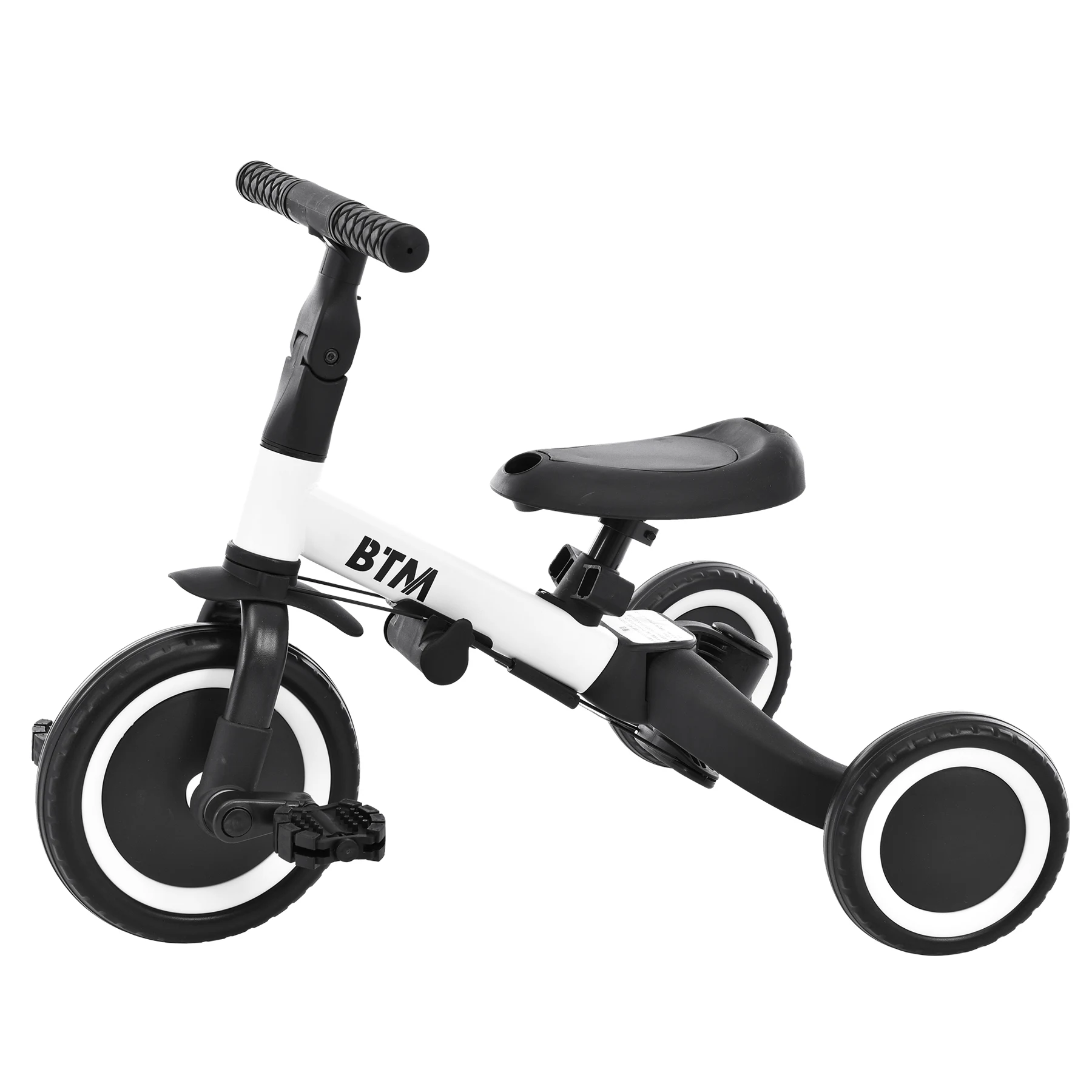 子供用三輪車 5in1(ホワイト) 自転車 オリジナル 押し棒付き 安全バー付き キックボード