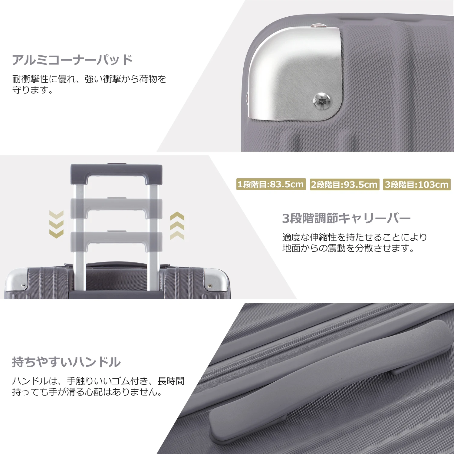 スーツケース Mサイズ キャリーケース キャリーバッグ Mサイズ ストッパー付き アルミコーナーパッド 3日~7日 大容量超軽量 軽い おしゃれ かわいいダブルキャスター 中型 suitcase