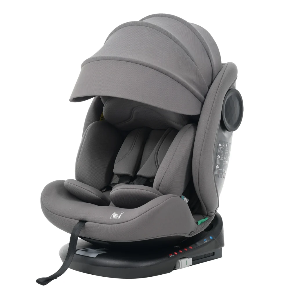 【キャノピー付きタイプ】【トップテザー】チャイルドシート 新生児 ISOFIX 新生児~12歳頃まで 40～150cm ジュニアシート 調節可能 洗える ベビーシート 出産祝い 車【グレー】