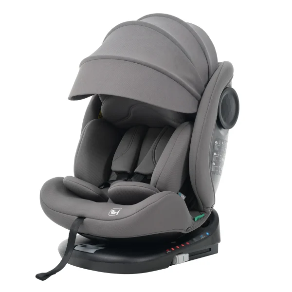 【キャノピー付きタイプ】【トップテザー】チャイルドシート 新生児 ISOFIX 新生児~12歳頃まで 40～150cm ジュニアシート 調節可能 洗える ベビーシート 出産祝い 車【グレー】
