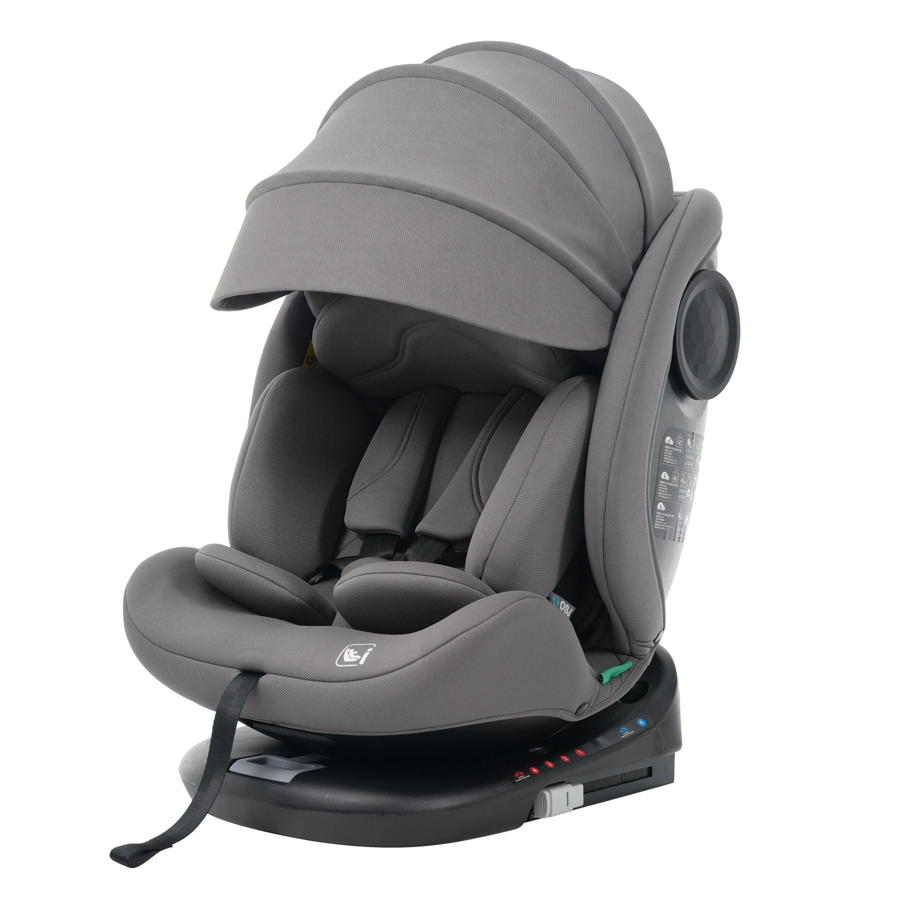 【キャノピー付きタイプ】【トップテザー】チャイルドシート 新生児 ISOFIX 新生児~12歳頃まで 40~150cm ジュニアシート 調節可能 洗える ベビーシート 出産祝い 車【グレー】