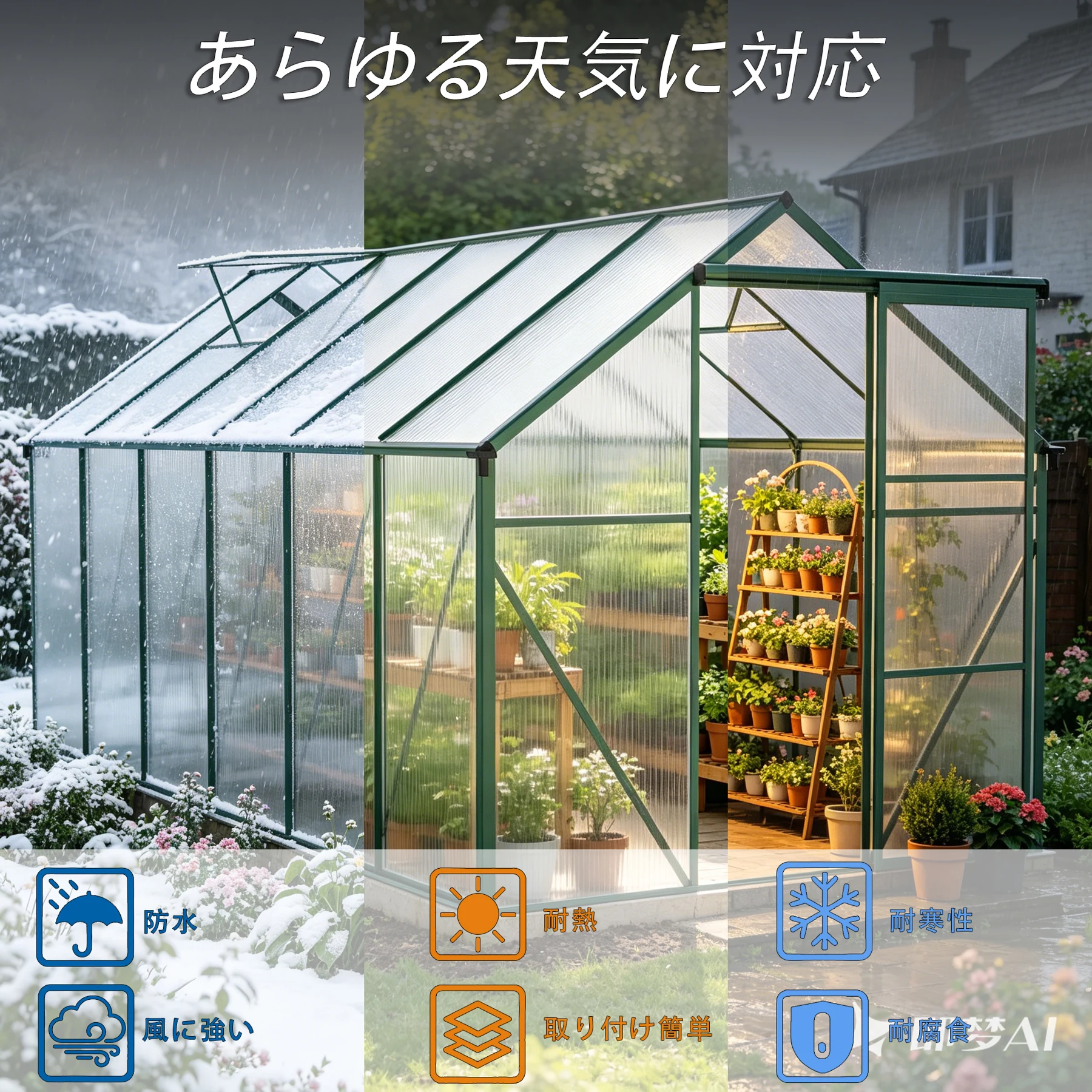 温室 保温 温室棚 収納庫 園芸用 ビニールハウス 頑丈 耐久性の高い温室 植物 防雨 防寒 多機能 透明