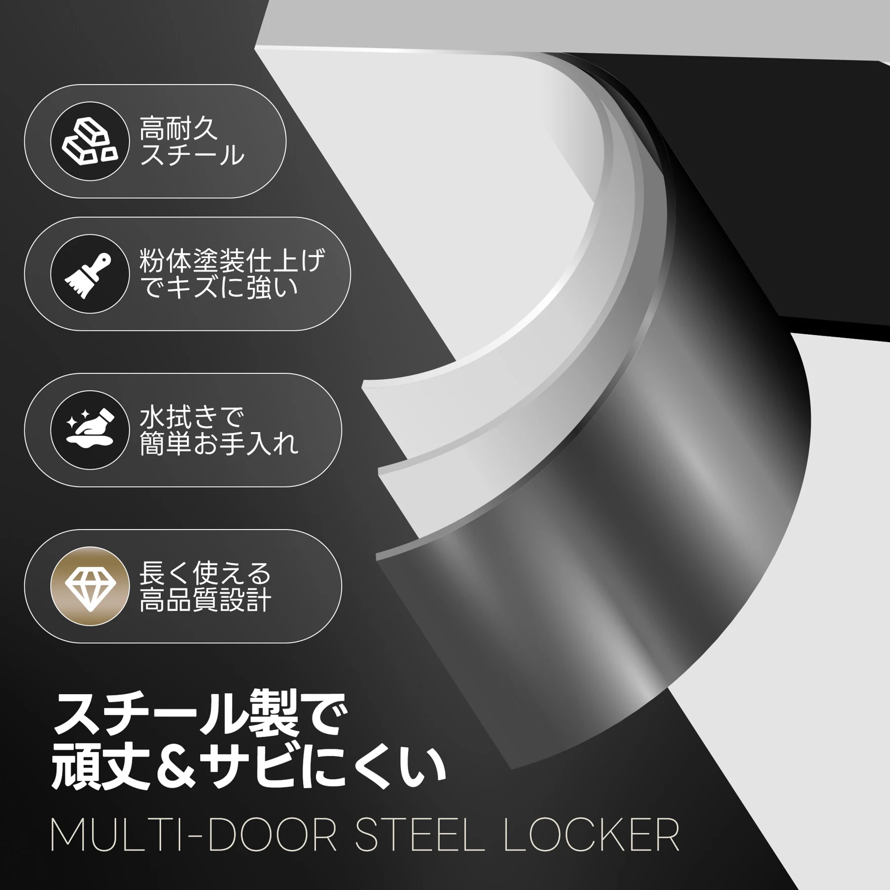 ロッカー スチール製 鍵付き 4人用 収納 オフィス 事務所 会社 店舗 病院 学校 更衣室 業務用 1列4段 オフィスロッカー パーソナルロッカー ホワイト