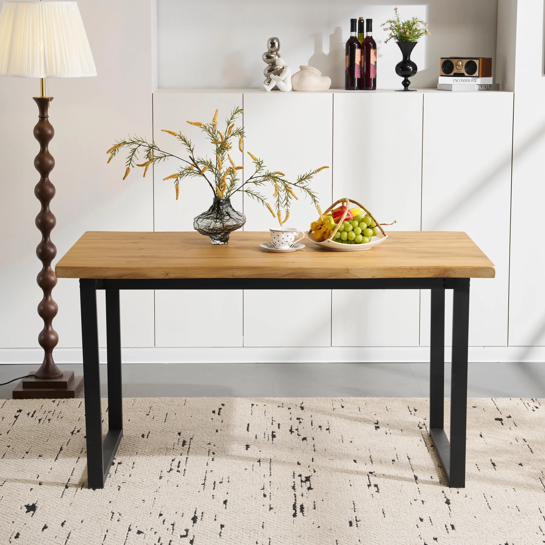 【set品】ダイニングテーブルセット 食卓テーブル チェア 4脚 4人掛け 5点セット 幅140cm 波の形 360度回転可能な座面 クッション座面 PUレザー お掃除ロボット対応 肘付き スチール脚 耐熱 耐水 お手入れ簡単 組み立て簡単 シンプル コンパクト おしゃれ シンプル ハーフアーム 頑丈 イス 4人用 2人用