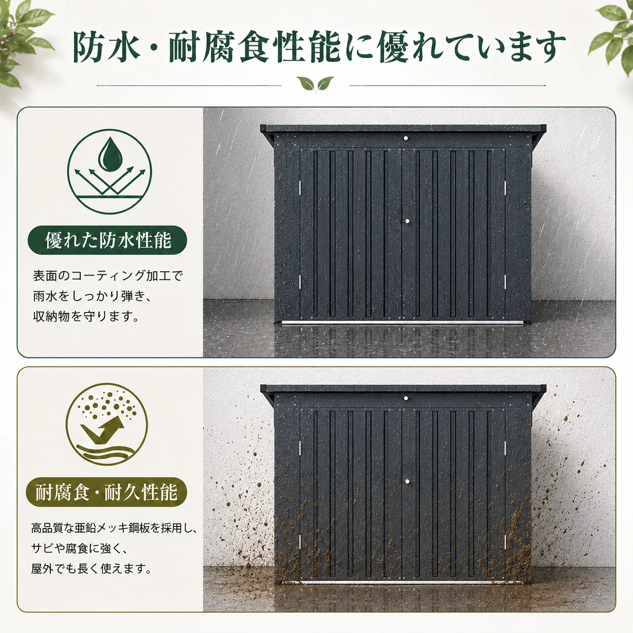 物置 屋外 戸外収納庫 大容量 スチール 両開きドア 施錠可能 防さび ベランダ 防水 ガーデニング 庭