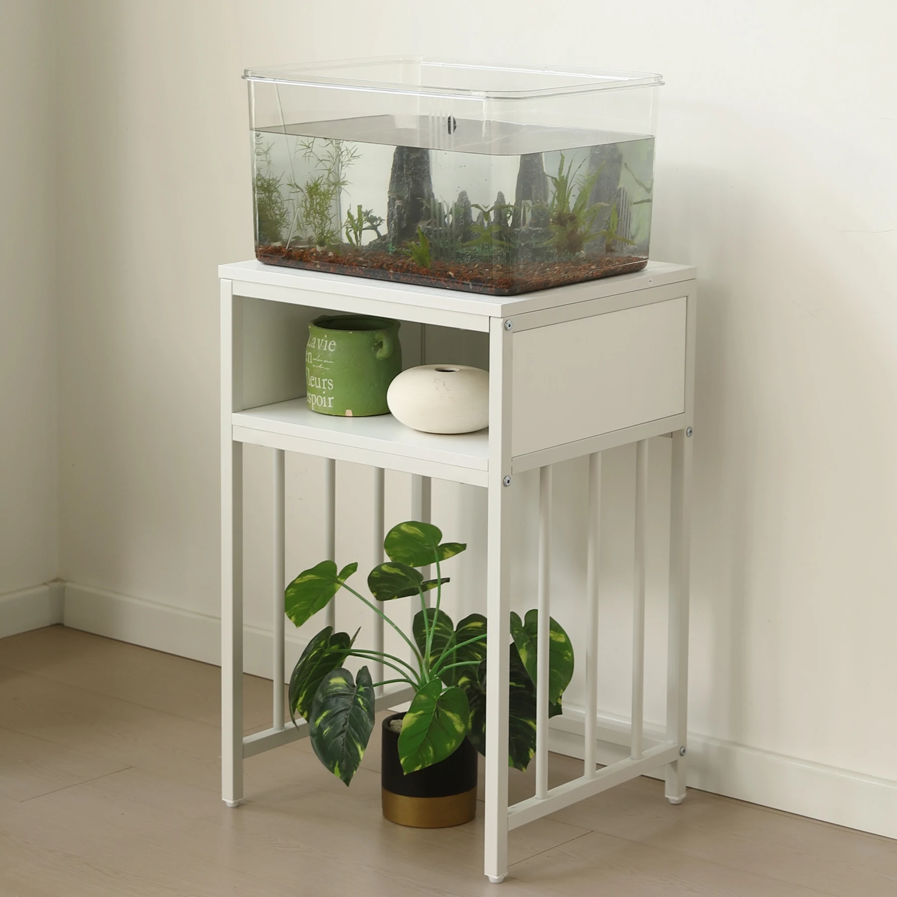 水槽台 水槽スタンド 45cm*40cm 耐荷重100kg 収納棚 二段 幅45cm スチール 頑丈 アジャスター付 水槽 ラック 収納棚 木製 飼う 2段 収納ラック