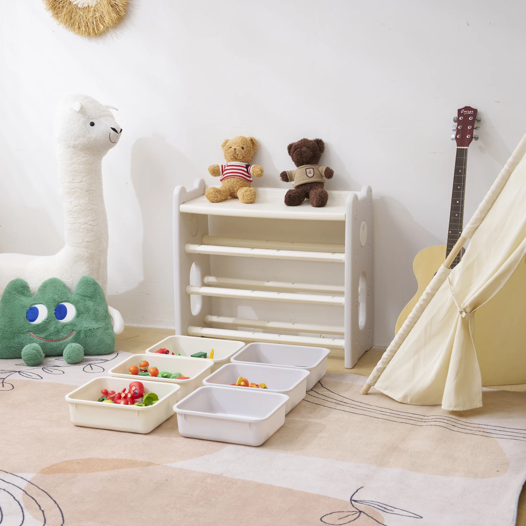 おもちゃ 収納 ラック 3段 棚 おもちゃ箱 おもちゃ収納3段ラック 絵本棚 スリム グレー+ホワイト オモチャ収納 おしゃれ ワイドタイプ 大容量 組立カンタン こども キッズ 入学 入園 新生活 出産祝い プレゼント