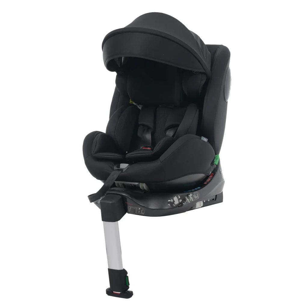 【サポートレッグ】 新安全基準R129適合 チャイルドシート ISOFIX 360度回転 0-12歳頃 40～150cm キャノピー付き ジュニアシート 長く使える 洗える 取付簡単 キッズシート ベビーシート 出産祝い【ブラック】