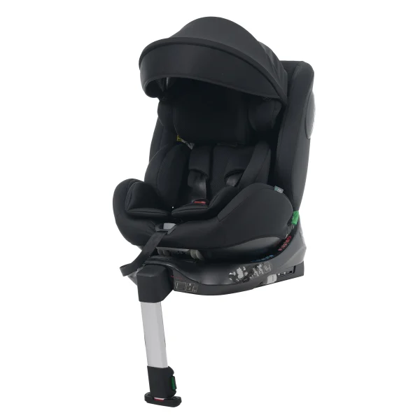 【サポートレッグ】 新安全基準R129適合 チャイルドシート ISOFIX 360度回転 0-12歳頃 40~150cm キャノピー付き ジュニアシート 長く使える 洗える 取付簡単 キッズシート ベビーシート 出産祝い【ブラック】