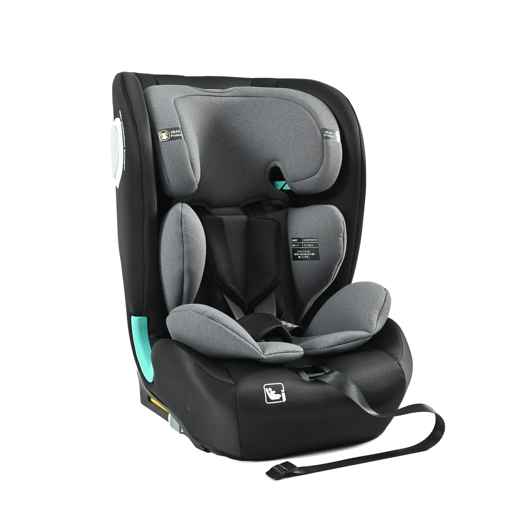 【トップテザー】安全基準R129 チャイルドシート ISOFIX 約15ヶ月~12歳 76~150cm ジュニアシート 調節可能 洗える ベビーシート 出産祝い 車【ブラック+ダークグレー】