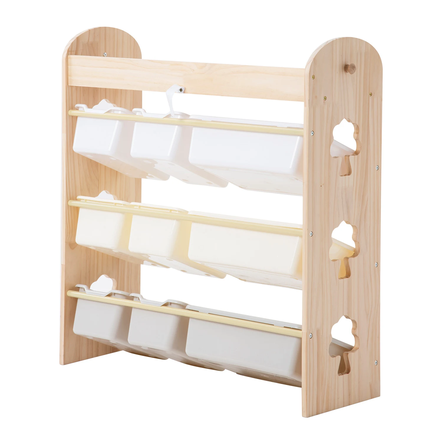 【人気商品】おもちゃ収納4段ラック 子ども用家具 天然木