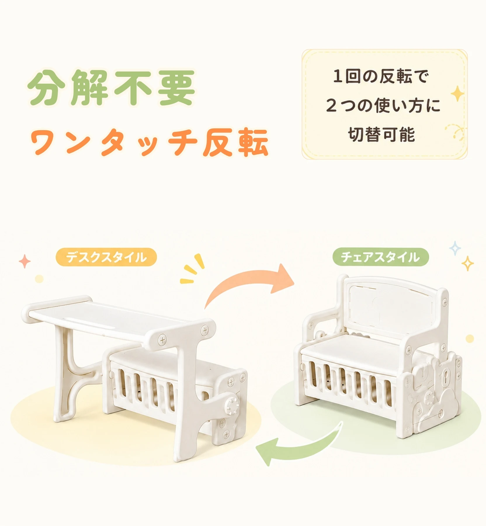【3WAY】一体式デスク&チェア 子供用テーブル テーブルセット キッズデスク キッズチェア 子供机 学習デスク 机 幼児机 学習机 収納付き キッズテーブル 子供チェア キッズデスク プレゼント 1~6才組立品