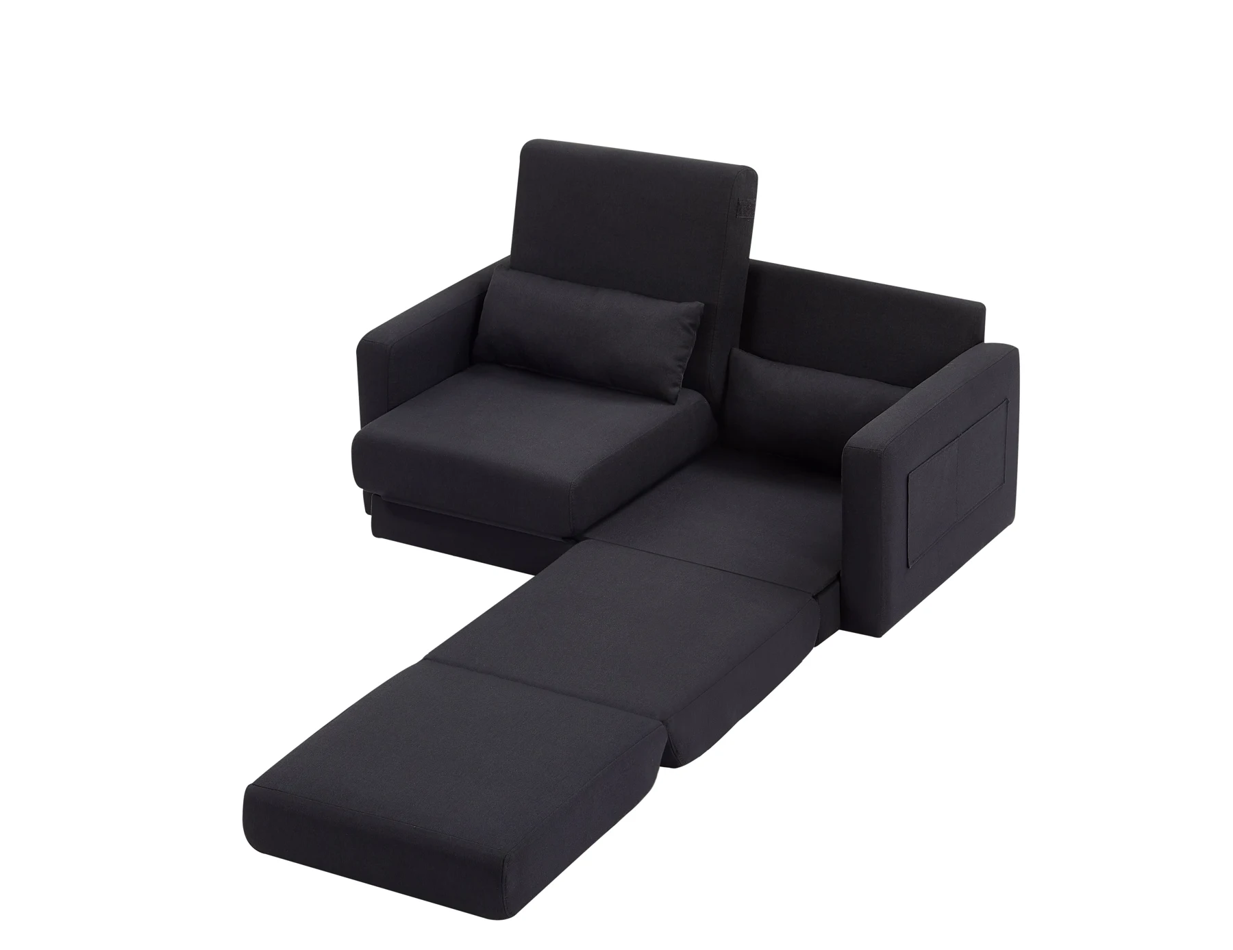 2 seater sofa ソファ 2人掛け 収納付き ファブリック 両側に肘掛け付き 木脚外し可能 ローソファ コンパクト ひとり暮らし カウチソファー