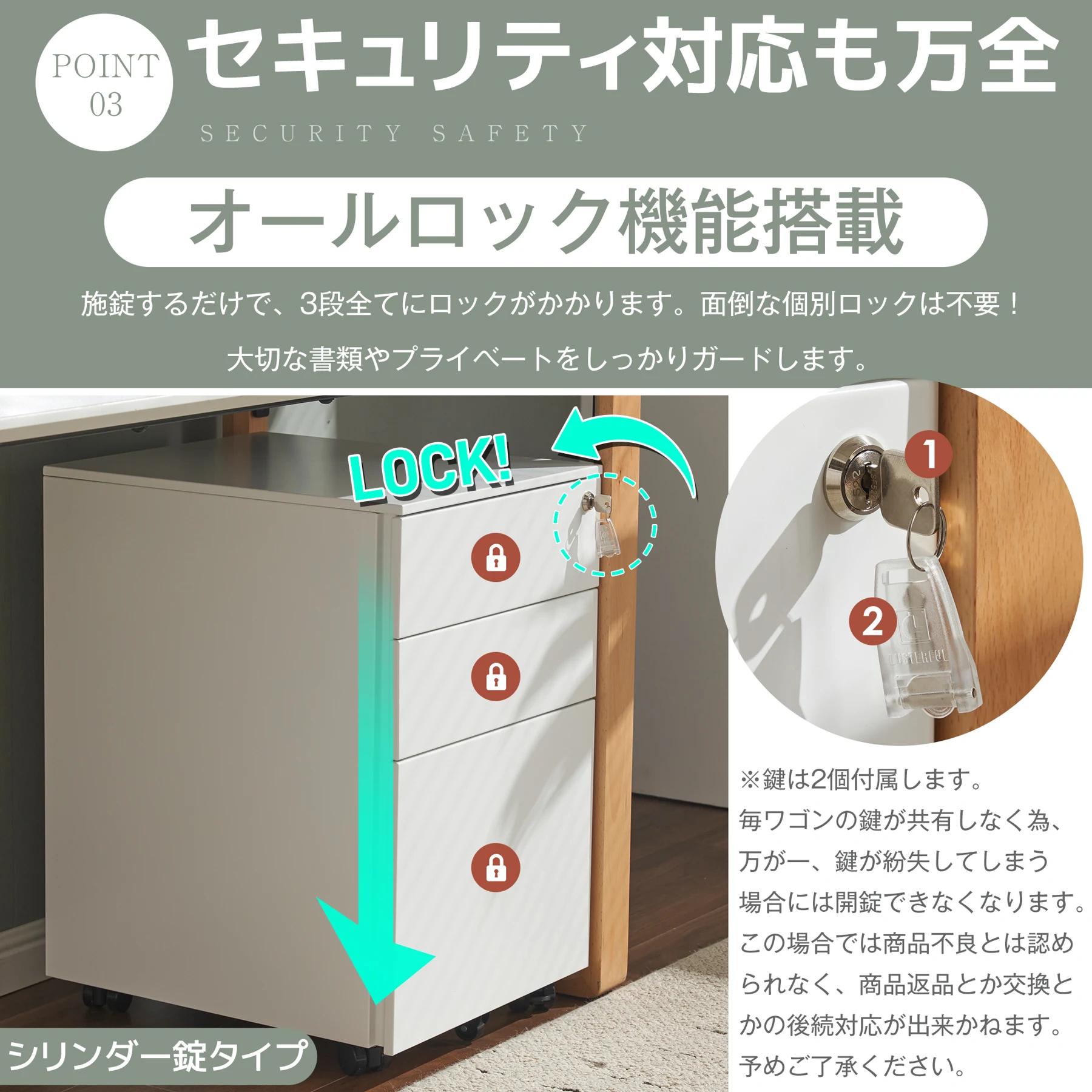 10台 組立必要品 デスクワゴン サイドワゴン ラック ダイヤル錠 キャスター付き 脇机 オフィス 収納 大容量 3段 キャスター付き スチール