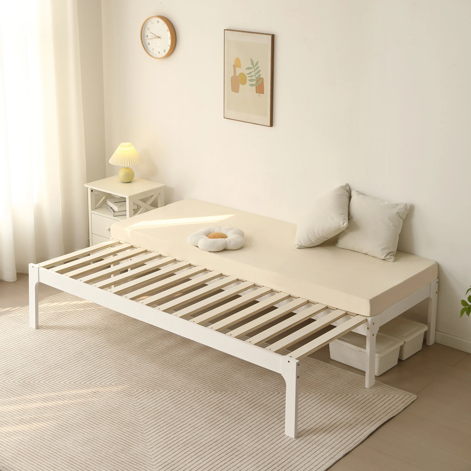 【幅140cm】ソファベッド ディベッド 木製 伸長式ベッド ダブル D 2way パイン材 フレームのみ すのこ シングル セミシングル セミダブル SS~D