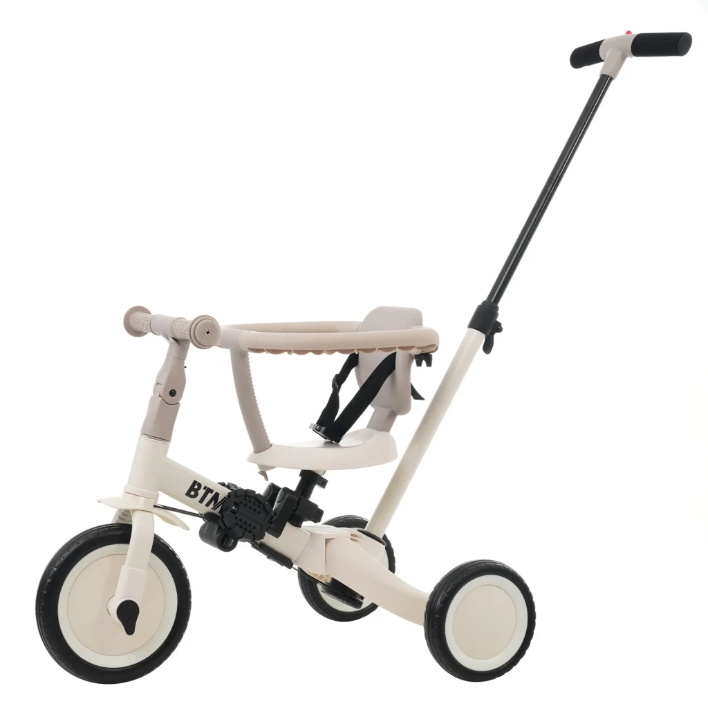 【MS295471 NEW COLOR:モランディブラウン】子供用三輪車 4in1 自転車 オリジナル 押し棒付き 安全バー付き キックボード